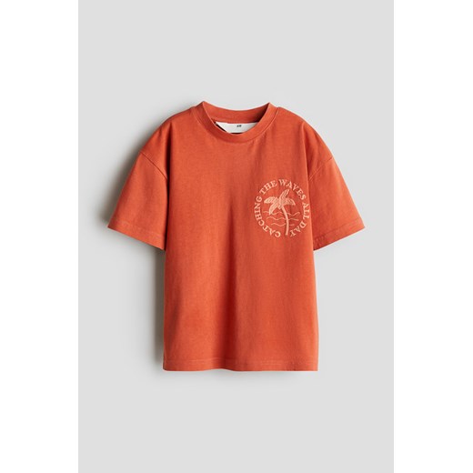 H & M - Bawełniany T-shirt z motywem - Pomarańczowy ze sklepu H&M w kategorii T-shirty chłopięce - zdjęcie 172244896
