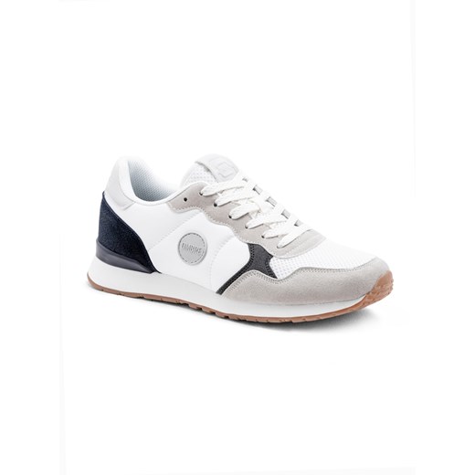 Buty męskie sneakersy z łączonych materiałów i siateczką - biało-granatowe V3 41 ombre wyprzedaż