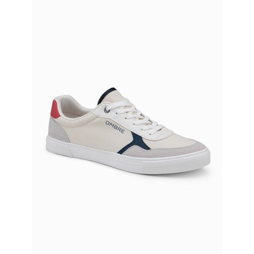 Buty męskie sneakersy z kolorowymi akcentami - białe V1 OM-FOTL-0146 41 ombre okazyjna cena