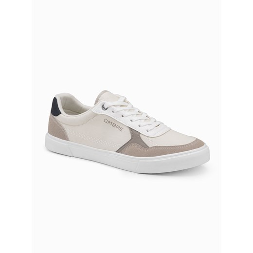 Męskie buty sneakersy z kolorowymi akcentami - kremowe V2 OM-FOTL-0146 43 okazja ombre