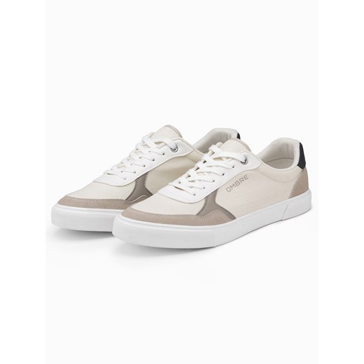 Męskie buty sneakersy z kolorowymi akcentami - kremowe V2 OM-FOTL-0146 43 wyprzedaż ombre