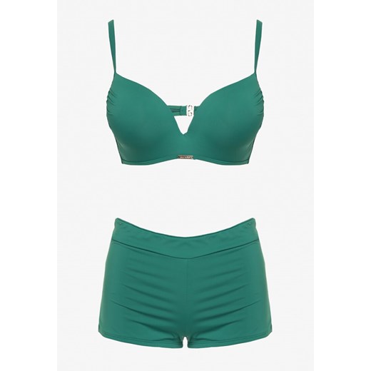 Zielone Bikini 2-Częściowe Zabudowane Majtki High Waist i Biustonosz na Zatrzask Renee 38 okazja Renee odzież