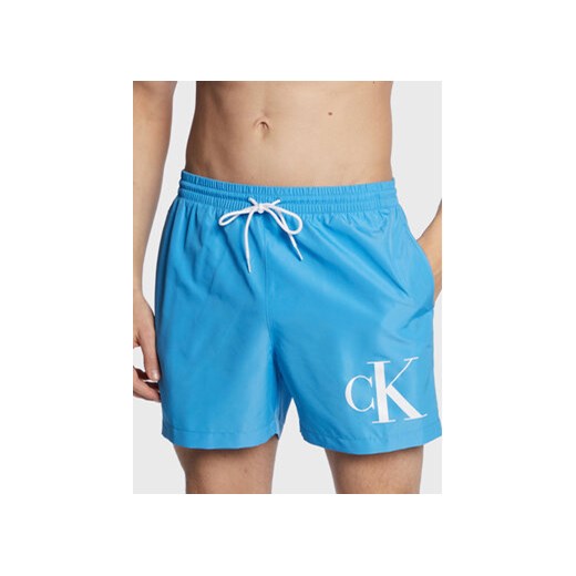 Calvin Klein Swimwear Szorty kąpielowe KM0KM00849 Niebieski Regular Fit ze sklepu MODIVO w kategorii Kąpielówki - zdjęcie 172247928
