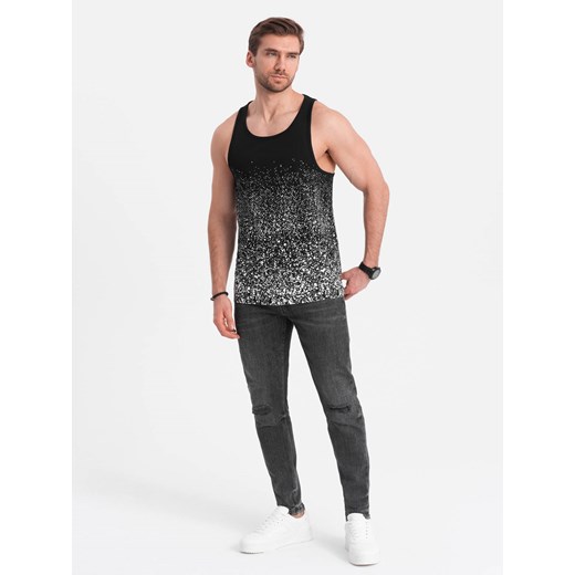 Męski tank top bawełniany z gradientowym nadrukiem - czarny V2 OM-TSTT-22SS-001 XL wyprzedaż ombre