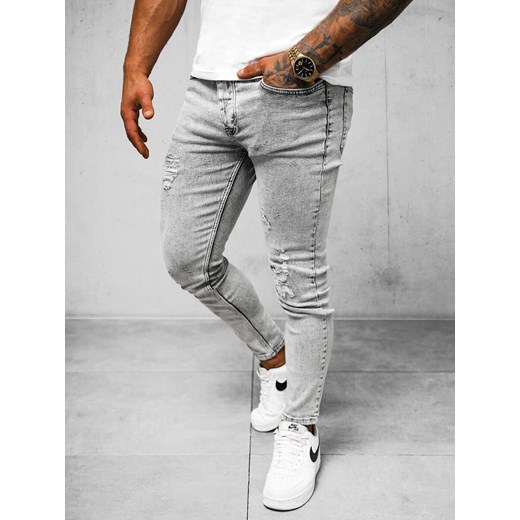 Spodnie jeansowe męskie szare OZONEE O/2358/2 ze sklepu ozonee.pl w kategorii Jeansy męskie - zdjęcie 172249766