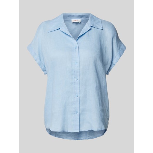 Bluzka lniana w jednolitym kolorze ze sklepu Peek&Cloppenburg  w kategorii Koszule damskie - zdjęcie 172250119