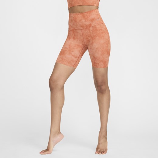 Damskie kolarki z wysokim stanem zapewniające delikatne wsparcie Nike Zenvy Tie-Dye 20,5 cm - Pomarańczowy ze sklepu Nike poland w kategorii Szorty - zdjęcie 172250755