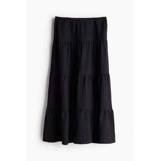 H & M - Długa spódnica z marszczeniami - Czarny H & M M H&M