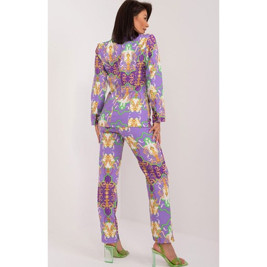 Elegancki komplet damski liliowy DHJ-KMPL-17131.32X, Kolor liliowy-wzór, Rozmiar Italy Moda XL Primodo