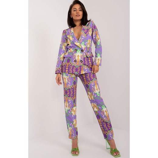 Elegancki komplet damski liliowy DHJ-KMPL-17131.32X, Kolor liliowy-wzór, Rozmiar Italy Moda M Primodo