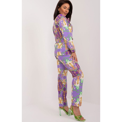 Elegancki komplet damski liliowy DHJ-KMPL-17131.32X, Kolor liliowy-wzór, Rozmiar Italy Moda L Primodo