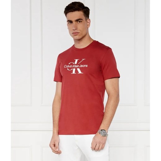 T-shirt męski czerwony Calvin Klein z krótkim rękawem 