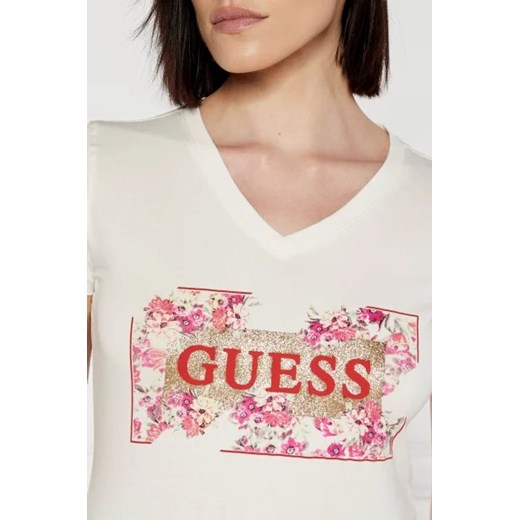 Bluzka damska Guess z okrągłym dekoltem bawełniana letnia 