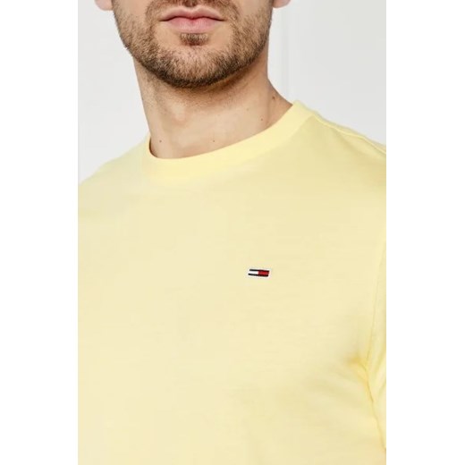 T-shirt męski żółty Tommy Jeans z krótkimi rękawami bawełniany 