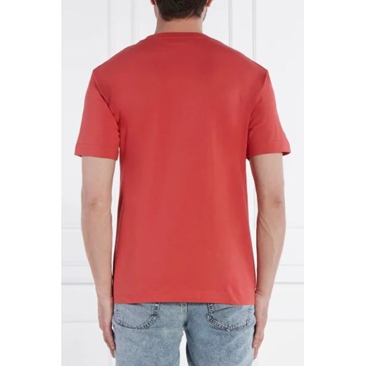 T-shirt męski czerwony Calvin Klein z krótkim rękawem bawełniany 