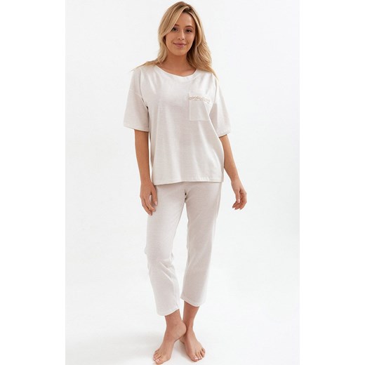 Dwuczęściowa piżama damska jasnobeżowa 233, Kolor jasnobeżowy, Rozmiar S, Cana ze sklepu Intymna w kategorii Piżamy damskie - zdjęcie 172255596