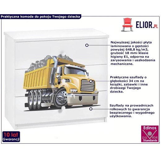 Dziecięca komoda z motywem ciężarówki - Happy 10X Elior One Size Edinos.pl