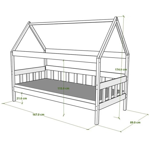 Łóżko domek do pokoju dziecięcego, sosna - Dada 3X 160x80 cm Elior One Size Edinos.pl