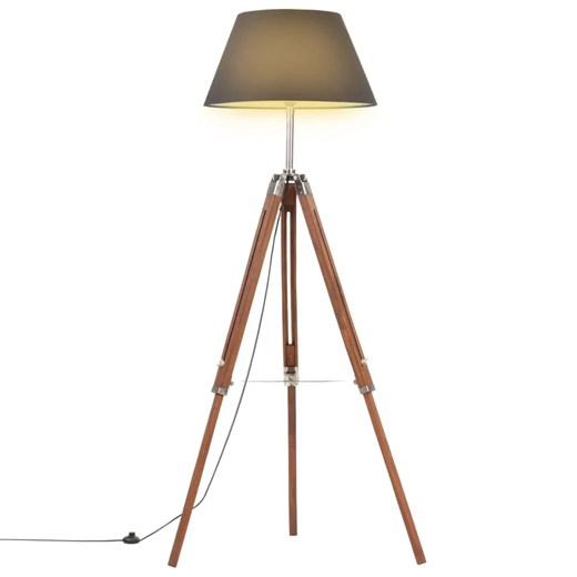 Brązowo-czarna regulowana lampa stojąca trójnóg z drewna - EX199-Nostra Lumes One Size Edinos.pl