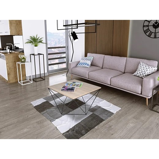 Druciany stolik kawowy dąb sonoma + czarny - Galapi 4X Elior One Size Edinos.pl