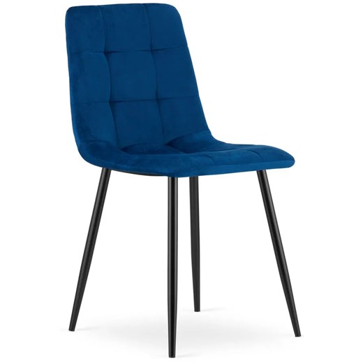 Niebieskie welurowe krzesło do stołu - Fabiola 4X ze sklepu Edinos.pl w kategorii Krzesła - zdjęcie 172257536