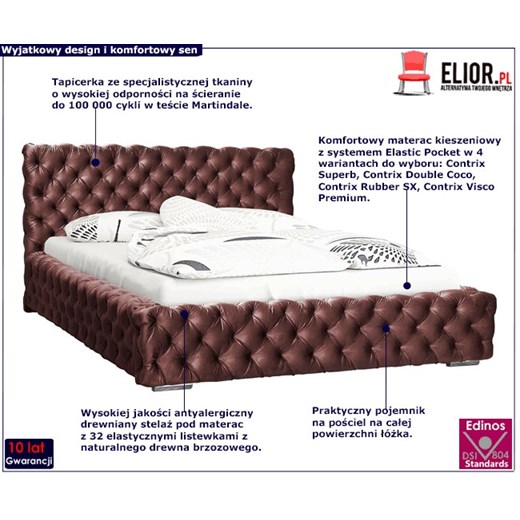 Łóżko pikowane ze schowkiem 160x200 Sari 2X - 36 kolorów Elior One Size Edinos.pl