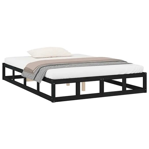 Podwójne drewniane czarne łóżko 160x200 - Kaori 6X Elior One Size wyprzedaż Edinos.pl