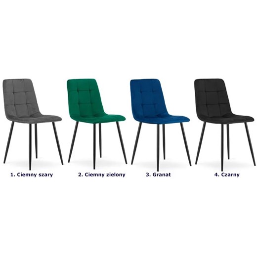 Niebieskie welurowe krzesło do stołu - Fabiola 4X Elior One Size promocja Edinos.pl
