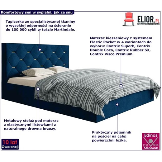 Dwuosobowe łóżko ze schowkiem 180x200 Netta 3X - 36 kolorów Elior One Size Edinos.pl