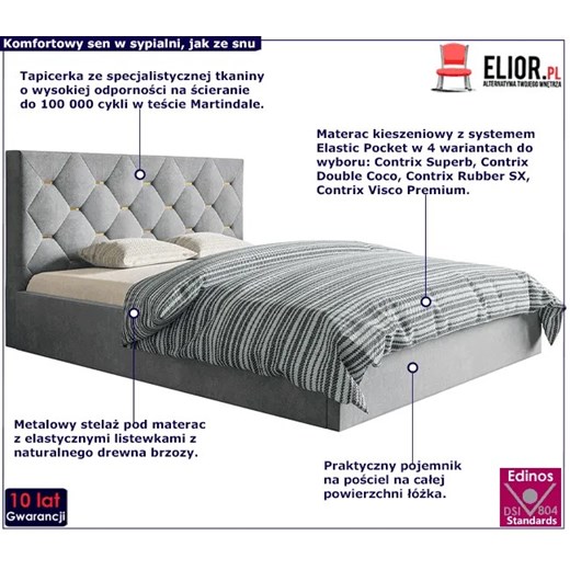 Dwuosobowe łóżko z zagłówkiem 140x200 Netta 3X - 36 kolorów Elior One Size Edinos.pl