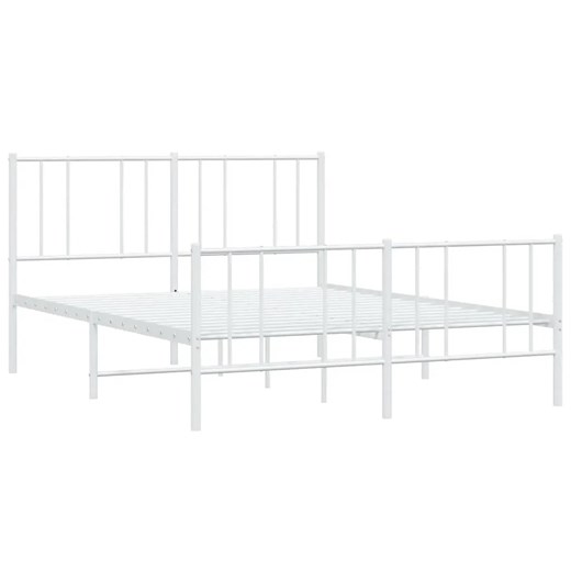 Białe metalowe łóżko małżeńskie w stylu loft 140x200 cm - Quzi ze sklepu Edinos.pl w kategorii Łóżka i materace - zdjęcie 172258346