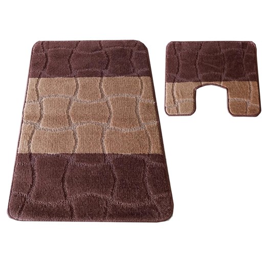 Nowoczesny brązowy komplet dywaników łazienkowych - Loliko ze sklepu Edinos.pl w kategorii Dywaniki łazienkowe - zdjęcie 172258505