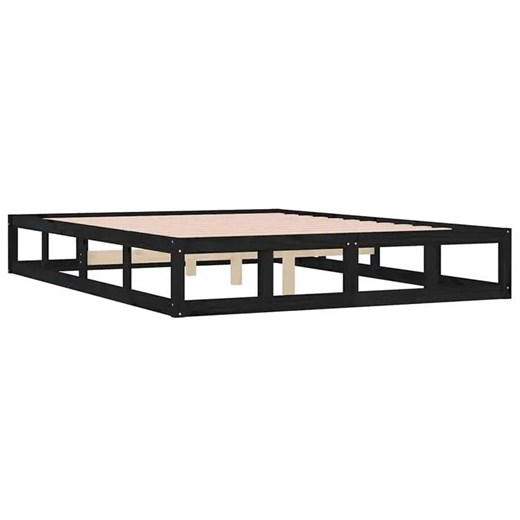 Podwójne drewniane czarne łóżko 160x200 - Kaori 6X Elior One Size okazyjna cena Edinos.pl