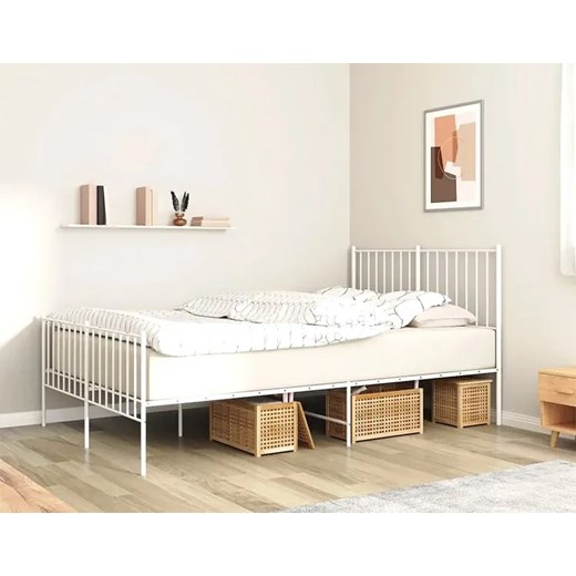 Białe metalowe łóżko małżeńskie 140x200 cm - Romaxo Elior One Size Edinos.pl