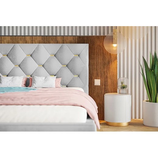 Tapicerowane łóżko z zagłówkiem 160x200 Abello 2X - 36 kolorów Elior One Size Edinos.pl