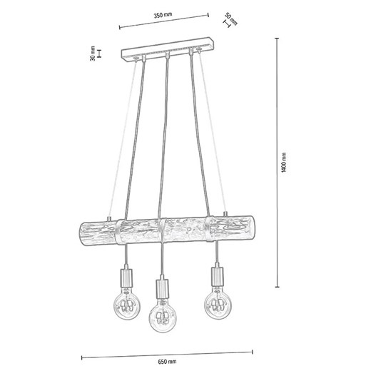 Lampa na belce drewnianej sosna naturalna - A03-Hevi Lumes One Size Edinos.pl