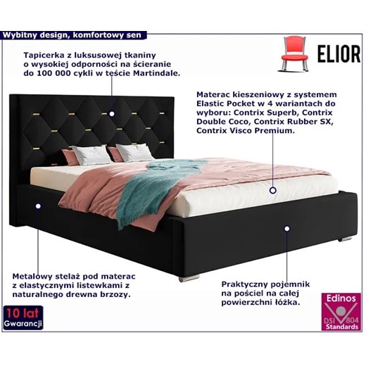 Łóżko małżeńskie ze schowkiem 140x200 Abello 3X - 36 kolorów Elior One Size Edinos.pl