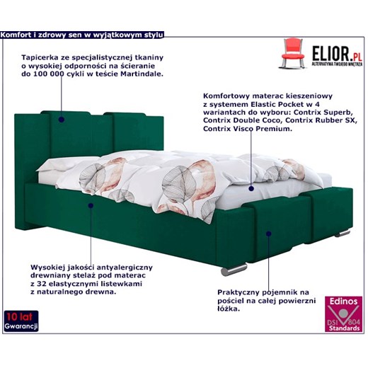 Jednoosobowe łóżko ze schowkiem 120x200 Lamar 2X - 36 kolorów Elior One Size okazja Edinos.pl