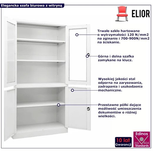 Biała zamykana szafa na akta do biura - Osmina Elior One Size Edinos.pl