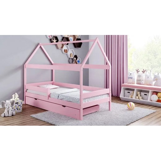 Różowe łóżko przypominające domek dla dziecka - Petit 3X 190x90 cm Elior One Size Edinos.pl