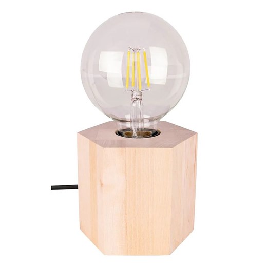Loftowa drewniana lampka bez klosza - A104-Xayo ze sklepu Edinos.pl w kategorii Lampy stołowe - zdjęcie 172260777