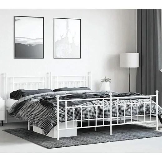 Białe metalowe łóżko małżeńskie 180x200 cm - Velonis Elior One Size Edinos.pl