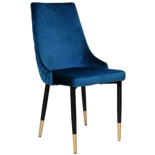 Granatowe metalowe krzesło tapicerowane do jadalni - Mosi Elior One Size Edinos.pl