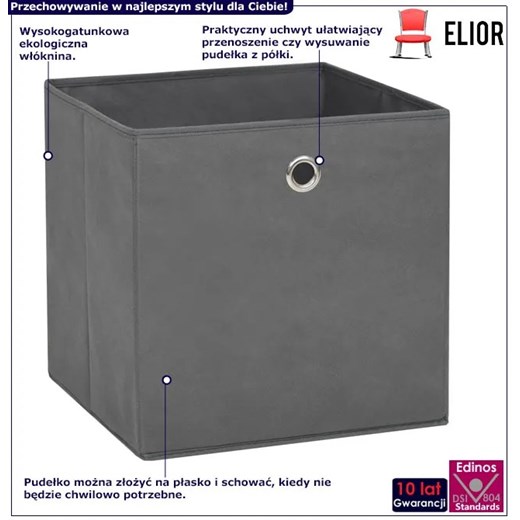 Szary zestaw 4 pudełek do przechowywania - Fiwa 3X Elior One Size Edinos.pl
