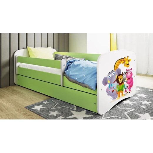 Łóżko dla dziecka z materacem Happy 2X mix 80x160 - zielone Elior One Size Edinos.pl