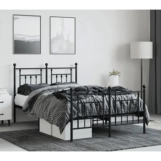 Czarne metalowe łóżko rustykalne 120x190cm - Velonis Elior One Size Edinos.pl