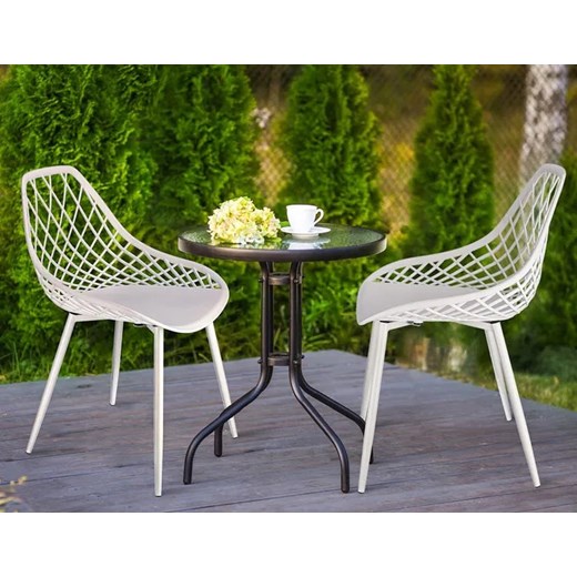 Białe metalowe krzesło ażurowe na taras - Kifo 5X Elior One Size Edinos.pl wyprzedaż