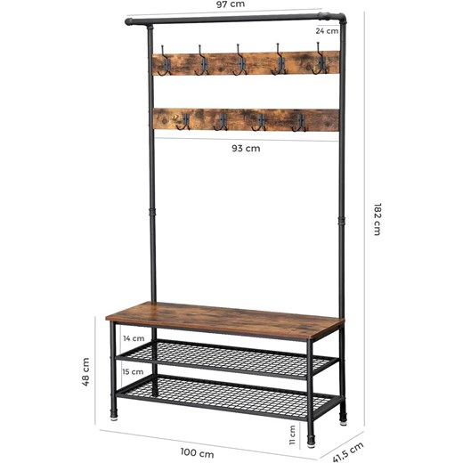 Szafka na buty z wieszakiem na ubrania w stylu loft - Fixi Elior One Size Edinos.pl