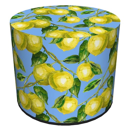 Niebiesko-żółta okrągła pufa dekoracyjna młodzieżowa - Atola ze sklepu Edinos.pl w kategorii Pufy i siedziska - zdjęcie 172261717
