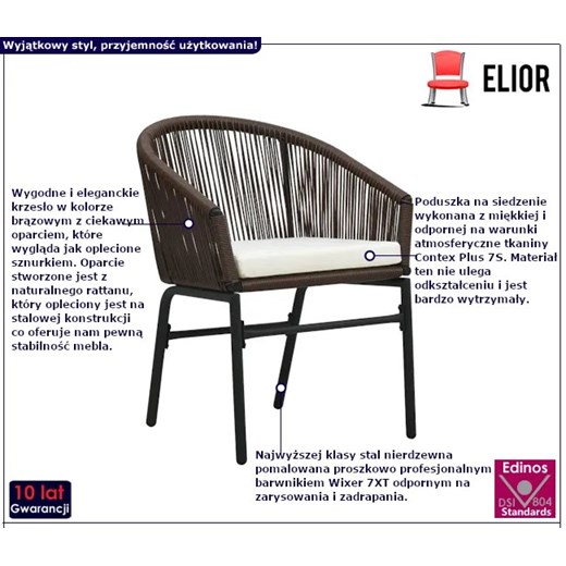 Zestaw dwóch brązowych krzeseł ogrodowych - Asgard 4X Elior One Size Edinos.pl